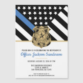 警察の退職ブルーライン旗法執行部 マグネット招待状 (正面)