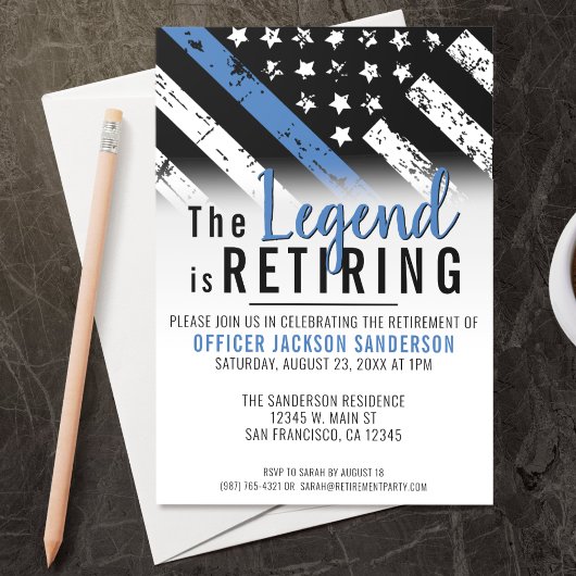 警察の退職ブルーライン旗法執行部 招待状