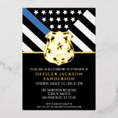 警察の退職ブルーライン旗法執行部 箔招待状 (正面)