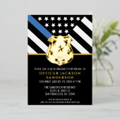 警察の退職ブルーライン旗法執行部 箔招待状 (立ち正面)