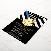 警察の退職ブルーライン旗法執行部 箔招待状 (回転した状態)