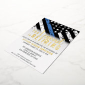 警察の退職ブルーライン旗法執行部 箔招待状 (回転した状態)