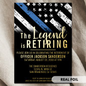 警察の退職ブルーライン旗法執行部 箔招待状