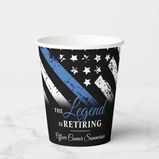 警察の退職ブルーライン旗法執行部 紙コップ (裏面)