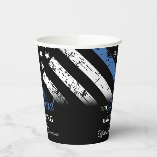 警察の退職ブルーライン旗法執行部 紙コップ (左)