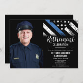 警察の退職ブルーライン法執行写真 招待状 (正面/裏面)