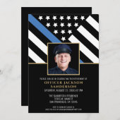 警察の退職ブルーライン法執行写真 招待状 (正面/裏面)