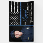 警察の退職写真薄い青い線の写真 横断幕 (縦)