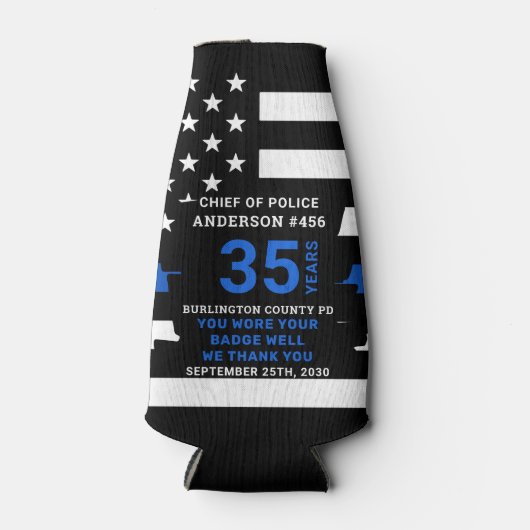 警察の退職年数の細い青い線 ボトルクーラー (正面)