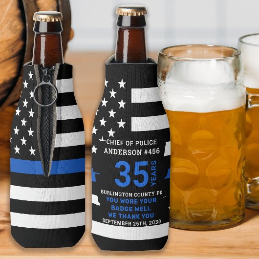 警察の退職年数の細い青い線 ボトルクーラー