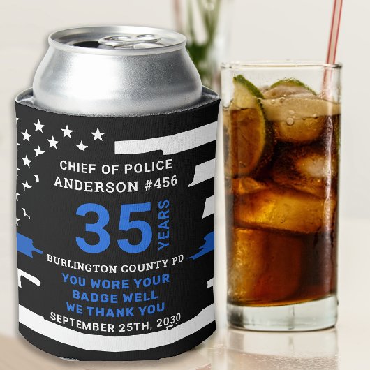 警察の退職年数の細い青い線 缶クーラー