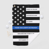 警察の退職後パーソナライズされたの細いブルーライン ゴルフタオル (インサイチュ)