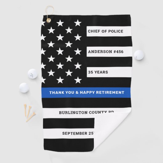 警察の退職後パーソナライズされたの細いブルーライン ゴルフタオル (インサイチュ)