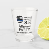 警察の退職後パーソナライズされたの細いブルーライン ショットグラス (正面)