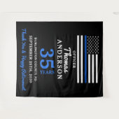 警察の退職後パーソナライズされたの細いブルーライン タペストリー (正面(横))