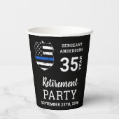 警察の退職後パーソナライズされたの細いブルーライン 紙コップ (裏面)