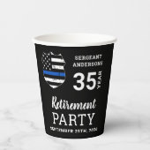 警察の退職後パーソナライズされたの細いブルーライン 紙コップ (正面)