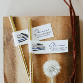 警察の退職者細い青い線わら旗 ラップアラウンドラベル