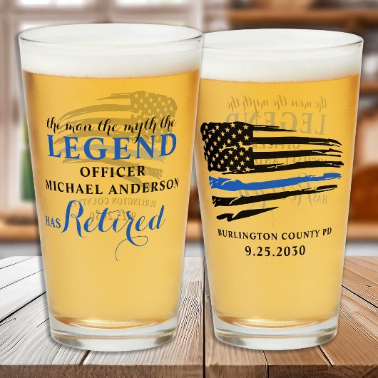 警察の退職金の細い青い線パーソナライズされた タンブラーグラス