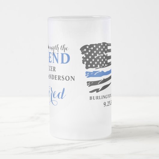 警察の退職金の細い青い線パーソナライズされた フロストグラスビールジョッキ (中央)