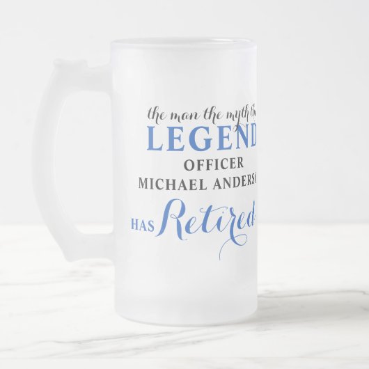 警察の退職金の細い青い線パーソナライズされた フロストグラスビールジョッキ (左)