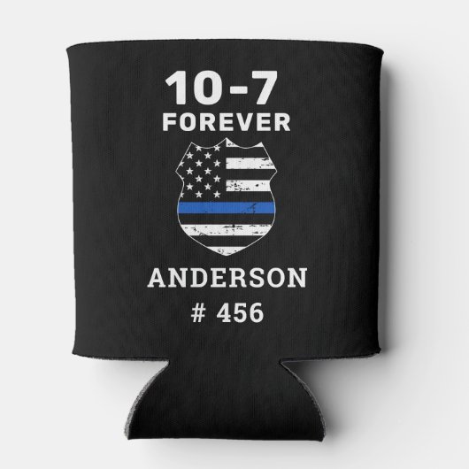 警察の退職10-7個々の法執行のパーソナライズ 缶クーラー (裏面)