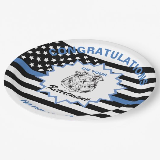 警察の退退職した職おめでとう ペーパープレート (アングル)