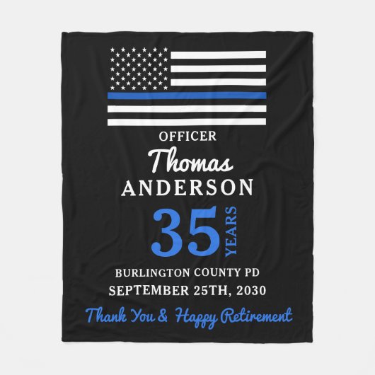 警察の除パーソナライズされた職法執行 フリースブランケット (正面)