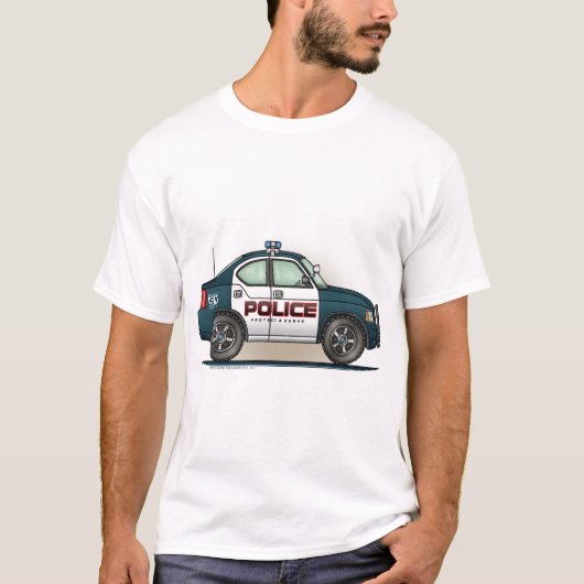 警察の障害物車の警察官車メンズタンクトップ Tシャツ (正面)