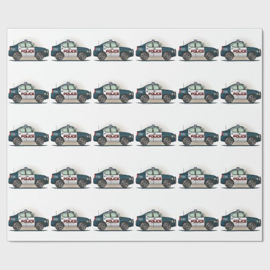 警察の障害物車の警察官車 ラッピングペーパー (フラット)