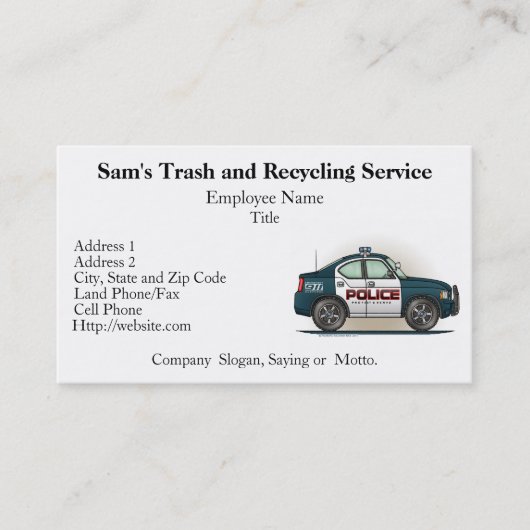警察の障害物車の警察官車 名刺 (正面)