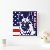 警察のK9クロック スクエア壁時計 (ホーム)