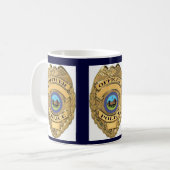 警察はコーヒー・マグに記章を付けます コーヒーマグカップ (正面左)