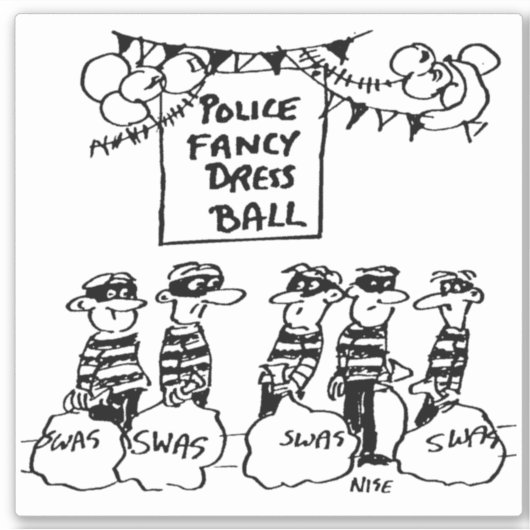 警察はファンシーボール漫画をドレス。 シール (正面)