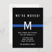 警察はブルーラインモノグラムので新しい住所を薄くします 案内ポストカード (正面/裏面)