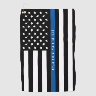 警察はブルーライン米国旗のモノグラムを薄くします ゴルフタオル