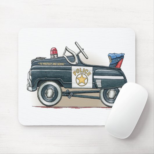 警察はマウスパッド車の警察官車のペダルを踏みます マウスパッド (マウス)