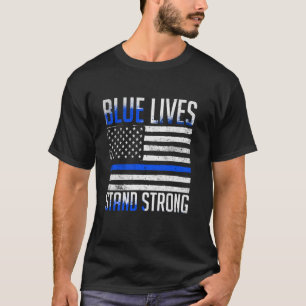 警察はラインを尊重する青い旗の将校を尊重する Tシャツ