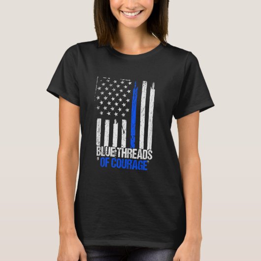 警察はラインを尊重する青い旗の将校を尊重する Tシャツ (正面)