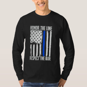 警察はラインを敬いブルーフラッグの警官を称える Tシャツ