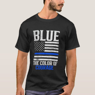 警察はラインを敬い、ブルーフラッグの士官に敬意を表する Tシャツ