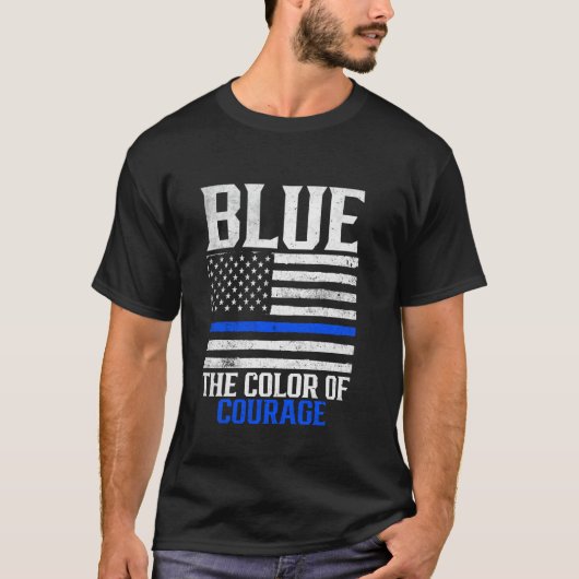 警察はラインを敬い、ブルーフラッグの士官に敬意を表する Tシャツ (正面)