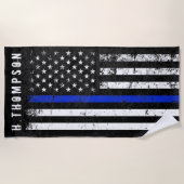 警察は米国旗のカスタムのスタイルを作りました ビーチタオル (正面)