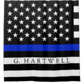 警察は米国旗の名前をカスタムするのスタイルを作りました シャワーカーテン (正面)