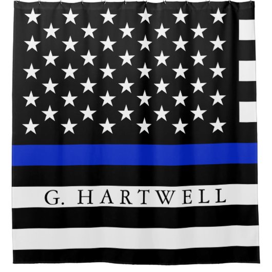 警察は米国旗の名前をカスタムするのスタイルを作りました シャワーカーテン (正面)