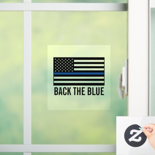 警察は青い細い青い線を支持する ウィンドウサイン (ホーム)