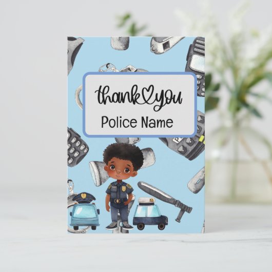 警察をテーマにしたサンキューカード – 感謝の意を表す サンキューカード (スタンド正面)