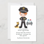 警察をテーマにしたジンジャーボーイ誕生日パーティー マグネット招待状 (正面)