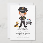 警察をテーマにしたジンジャーボーイ誕生日パーティー 招待状 (正面)