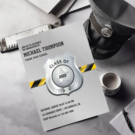 警察をテーマにした卒業パーティー招待状 招待状